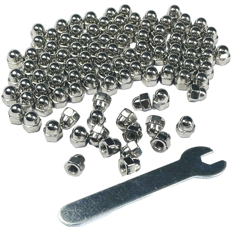 ZDingTech 100pcs M3-0.5 Acorn Cap Nuts,M3-0.5 Cap Nuts,Acorn Hex Cap Dome Head Nuts,Dome Nuts,304 Stainless Steel Acorn Nuts,Hardware Nuts,18-8,Bright Finish with Open End Wrench - Image 1